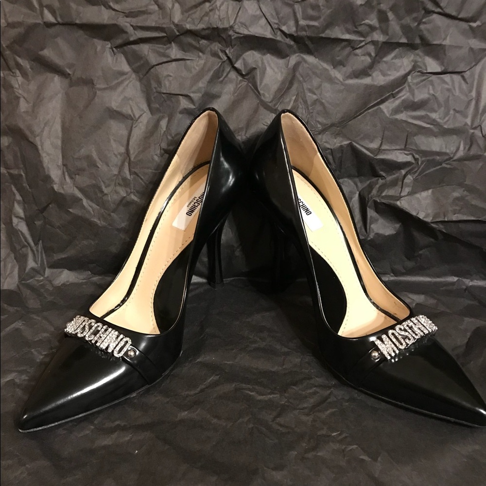 $590 Moschino Couture!Embellished Pump Heels Shoes